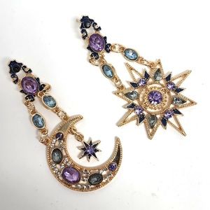 Free People Gold and Purple Celestial Earrings